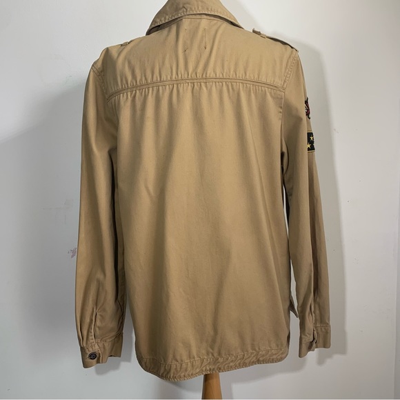 Atmosphere Shacket Utility Top Long Sleeve Cotton Tan Brown + Badges UK 10 - Picture 5 of 16